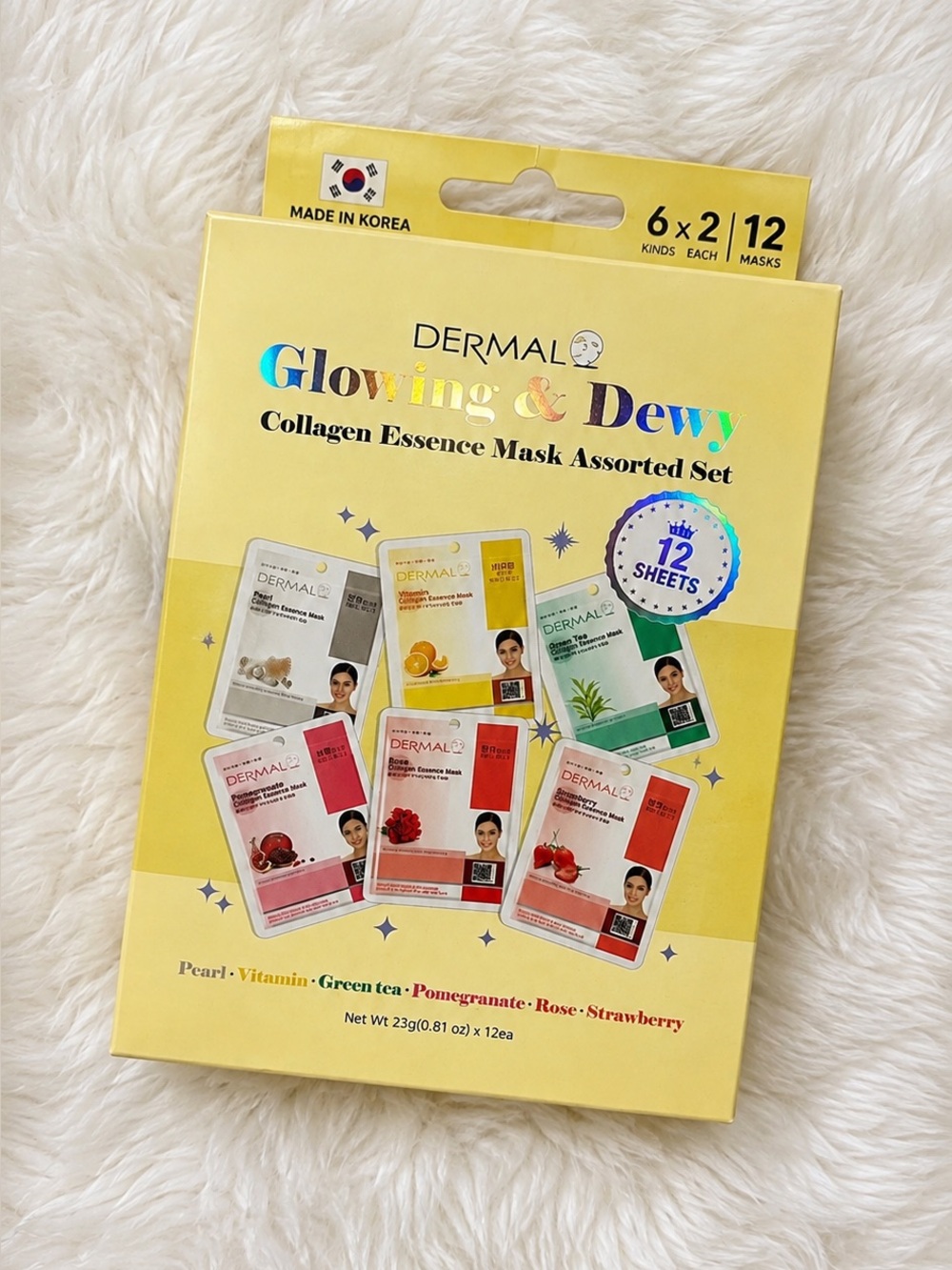 DERMAL Glowing & Dewy Collagen Essence Mask Set 11 Masks K-Beauty New Open Box